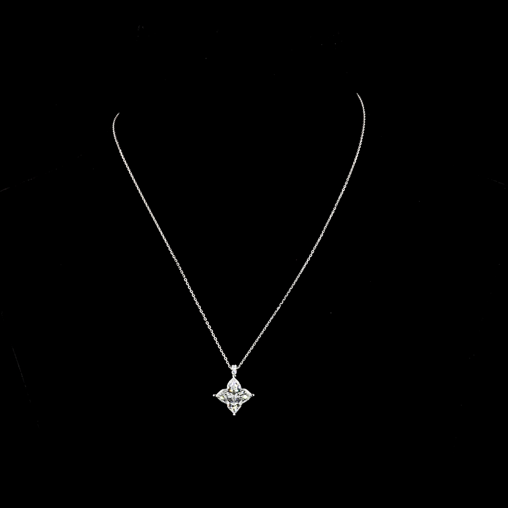 5.11 Cts 14k White Gold Princess Shape Pendant Pendant - Video