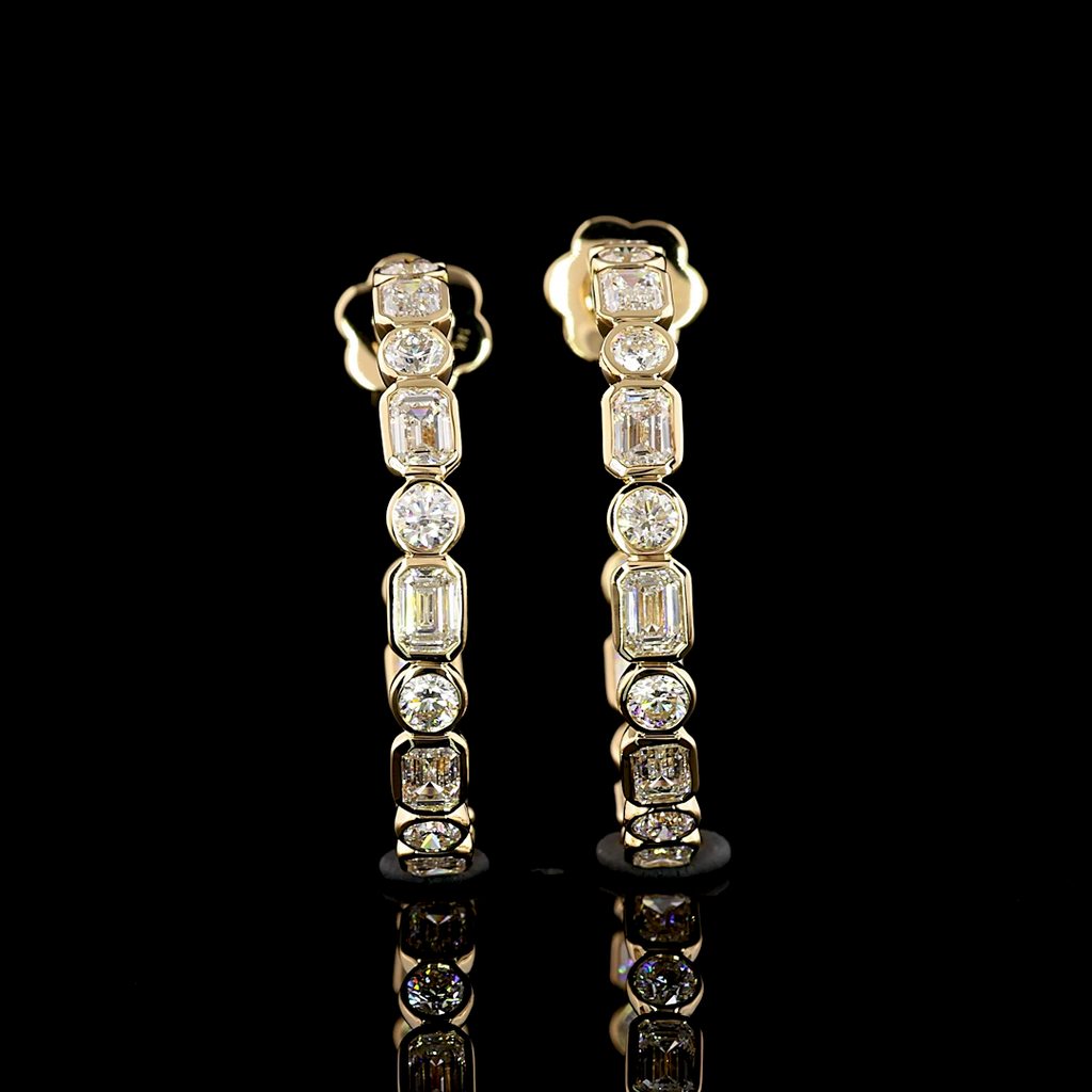 4.05 Cts 14k Yellow Gold Mix Shape C Hoops Earring - Video