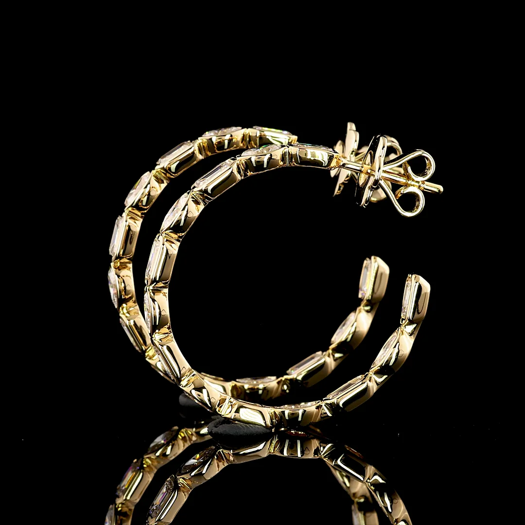 3.85 Cts 14k Yellow Gold Mix Shape C Hoops Earring - Image 4