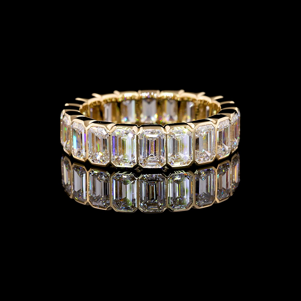 5.02 Cts 14k Yellow Gold Emerald Shape Eternity Band Eternity Band - Video