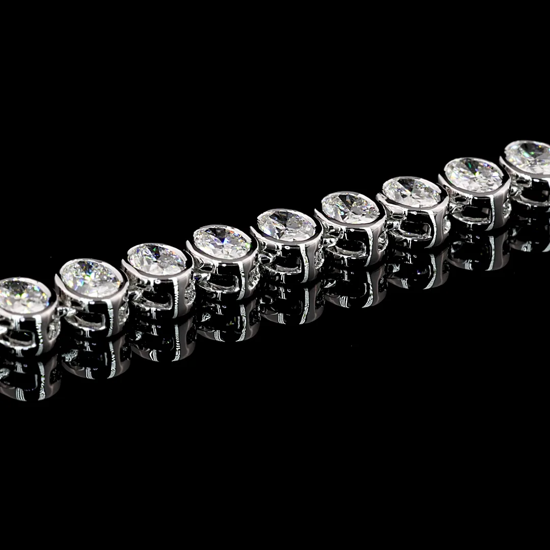 10.35 Cts 14k White Gold Oval Shape Tennis Necklace - Image 4