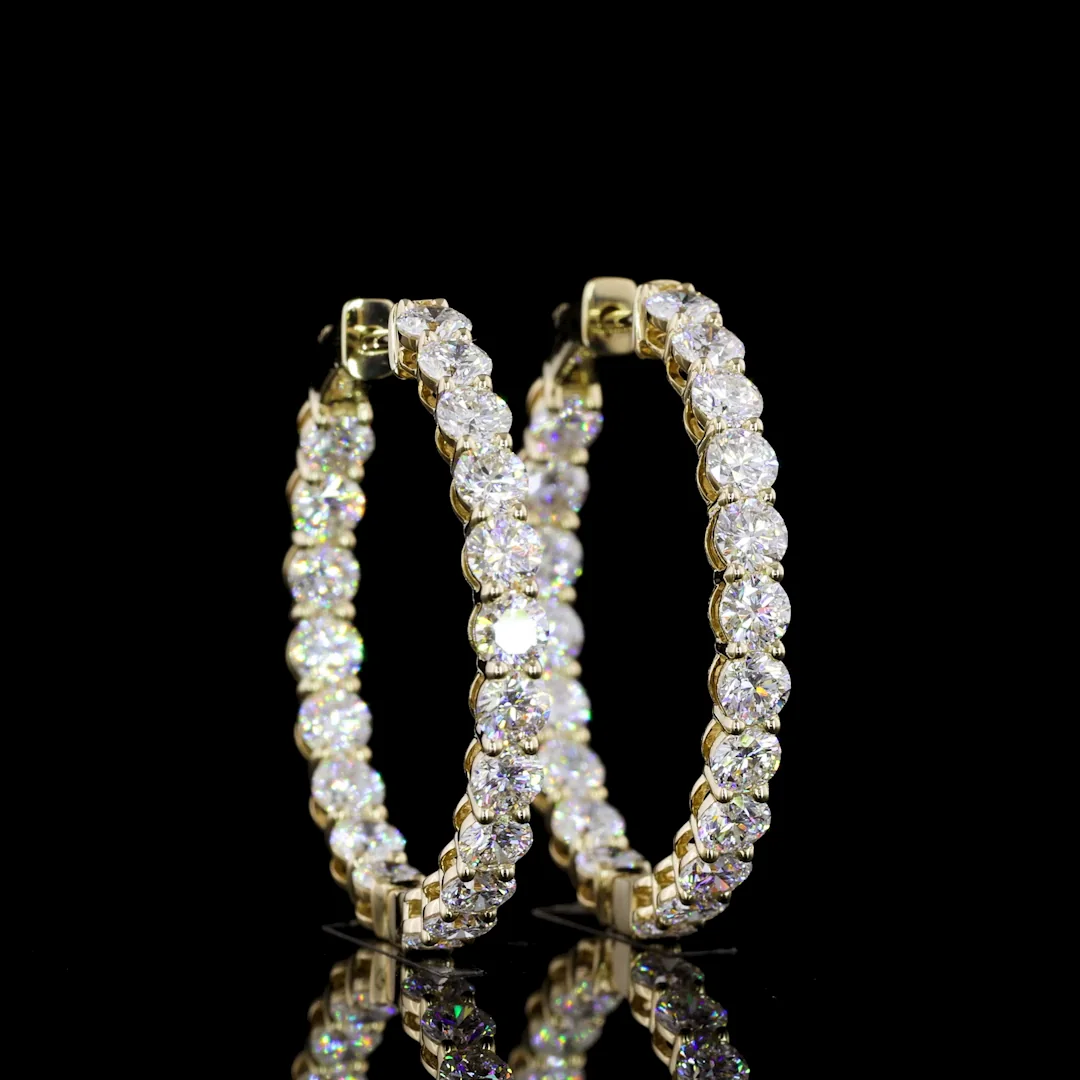 4.26 Cts 14k Yellow Gold Round Shape Hoops Earring - Video