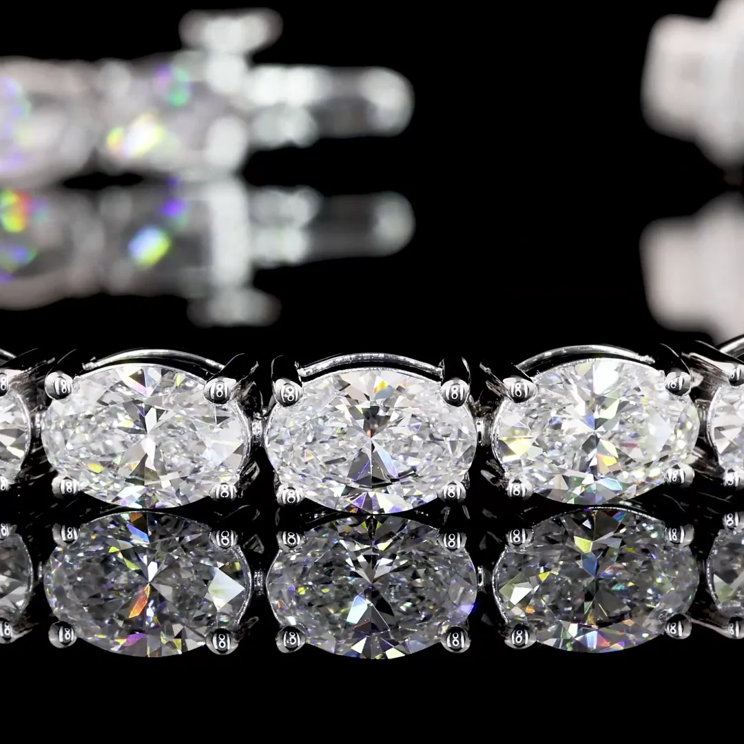 11.04 Cts 14k White Gold Oval Shape Tennis Bracelet - Image 3