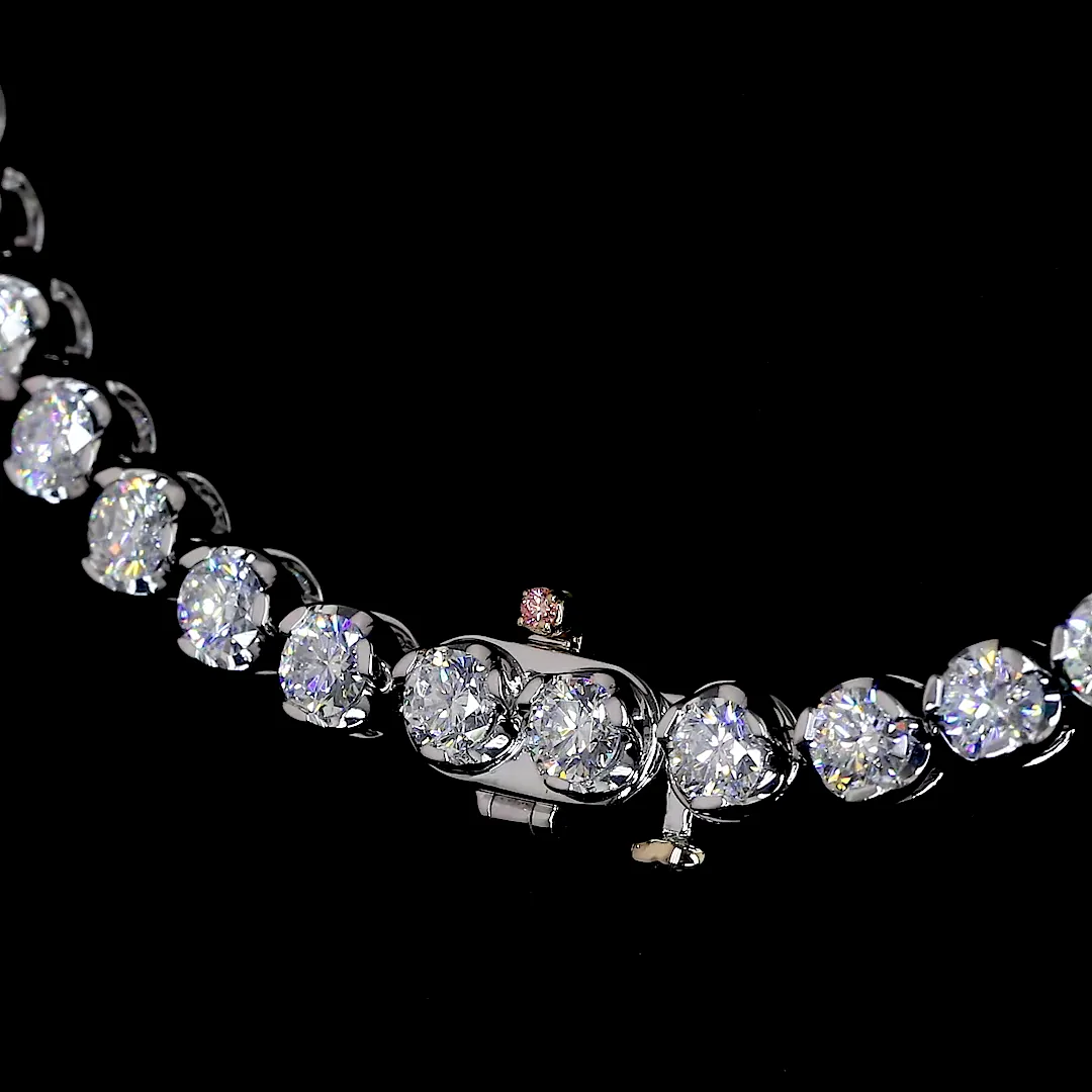 10.65 Cts 14k Two Tone Round Shape Tennis Necklace - Image 3