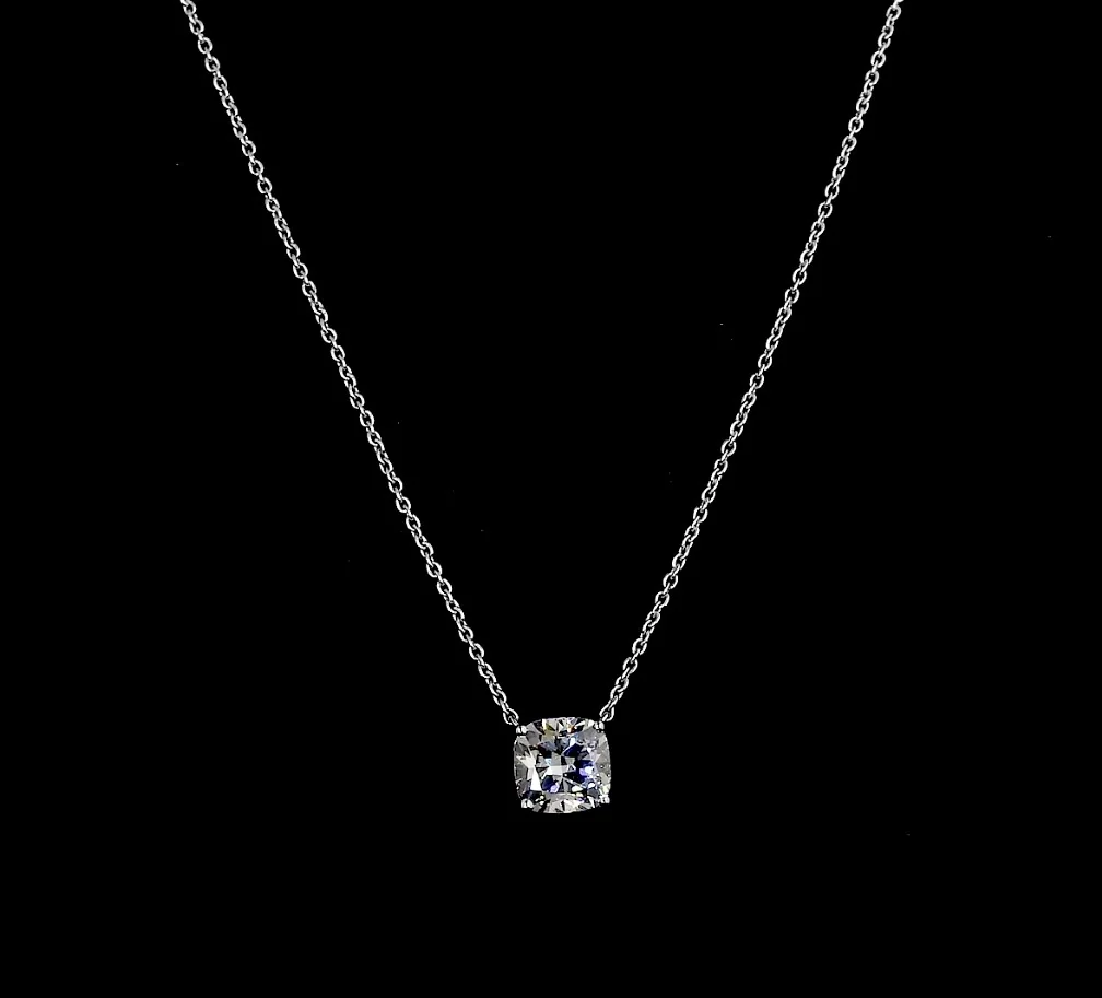 1.01 Cts 14k White Gold Cushion Shape Solitaire Pendant - Video