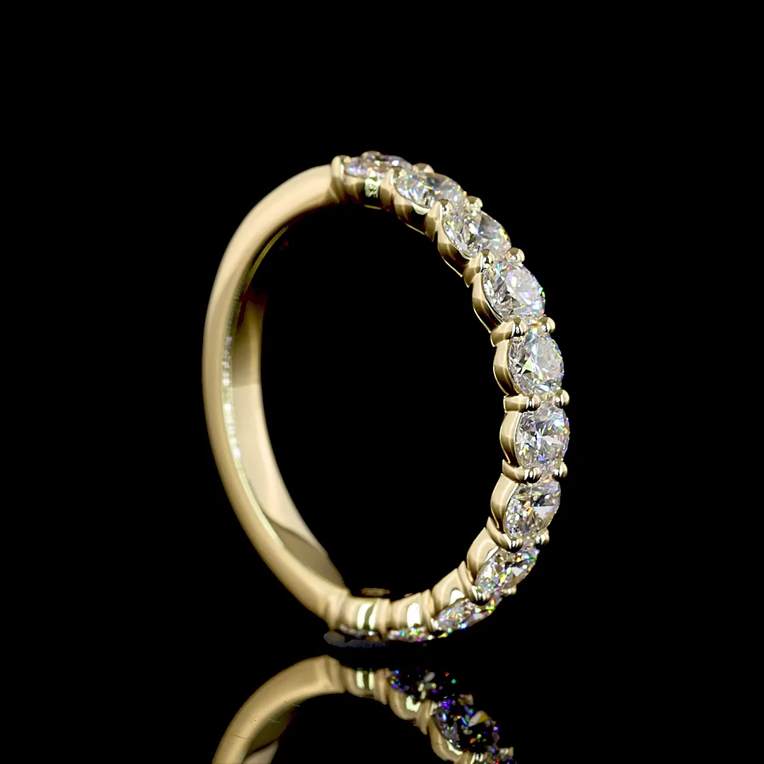 0.99 Cts 14k Yellow Gold Round Shape Half Eternity Eternity Band - Image 2