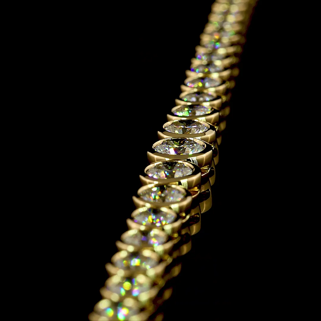 10.4 Cts 18k Yellow Gold Round Shape Riviera Necklace - Image 4