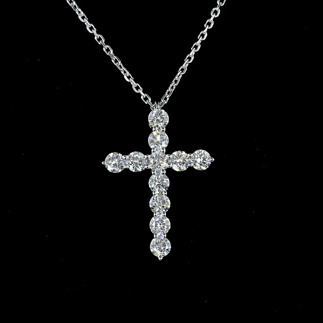 0.66 Cts 14k White Gold Round Shape Symbol Pendant - Image 3