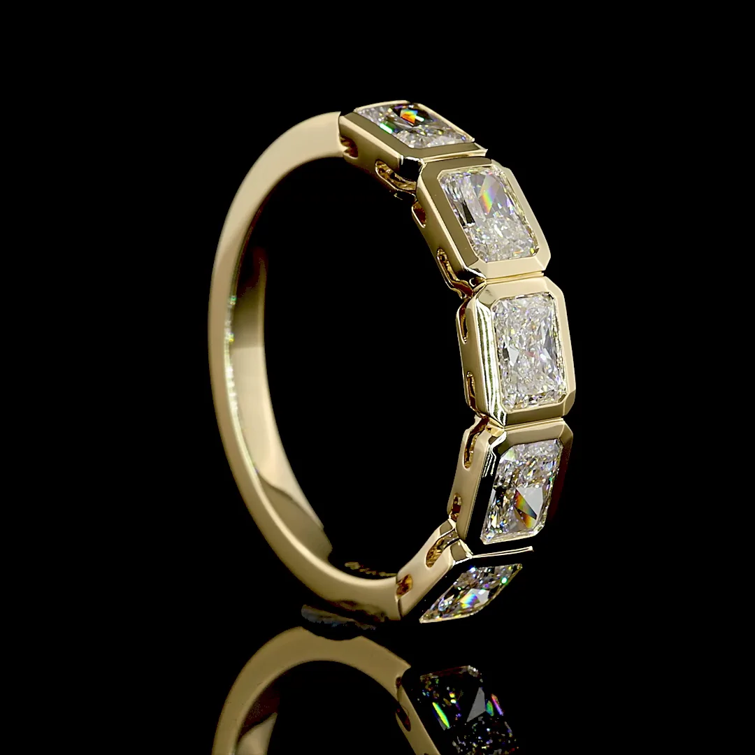 1.5 Cts 14k Yellow Gold Radiant Shape 5 Stones Eternity Band - Image 2
