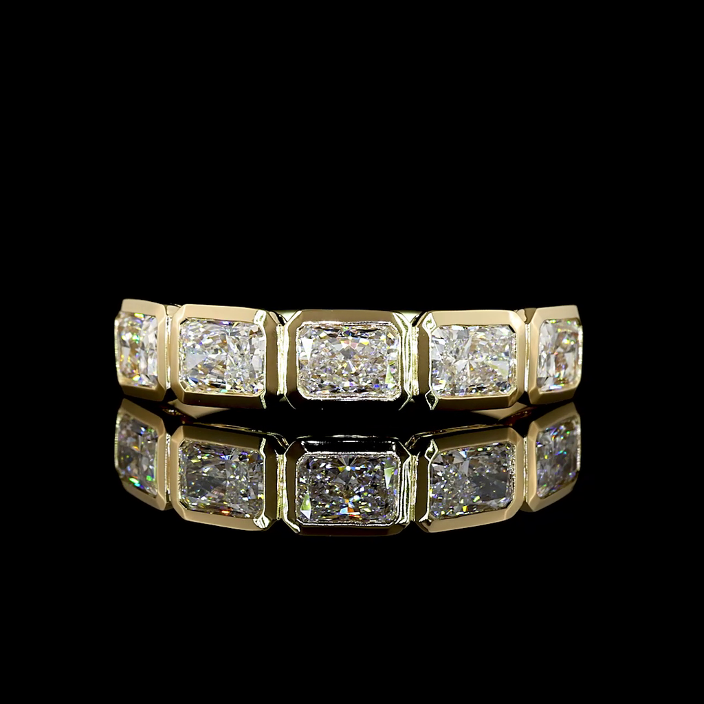 1.5 Cts 14k Yellow Gold Radiant Shape 5 Stones Eternity Band - Video