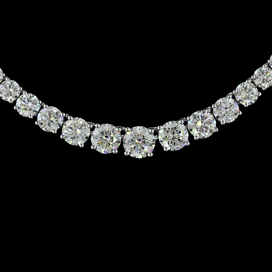 7.15 Cts 14k White Gold Round Shape Riviera Necklace - Image 3