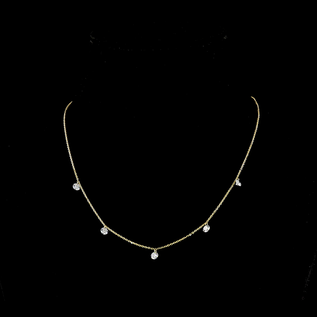 1.22 Cts 14k Yellow Gold Round Shape Station Necklace - Video