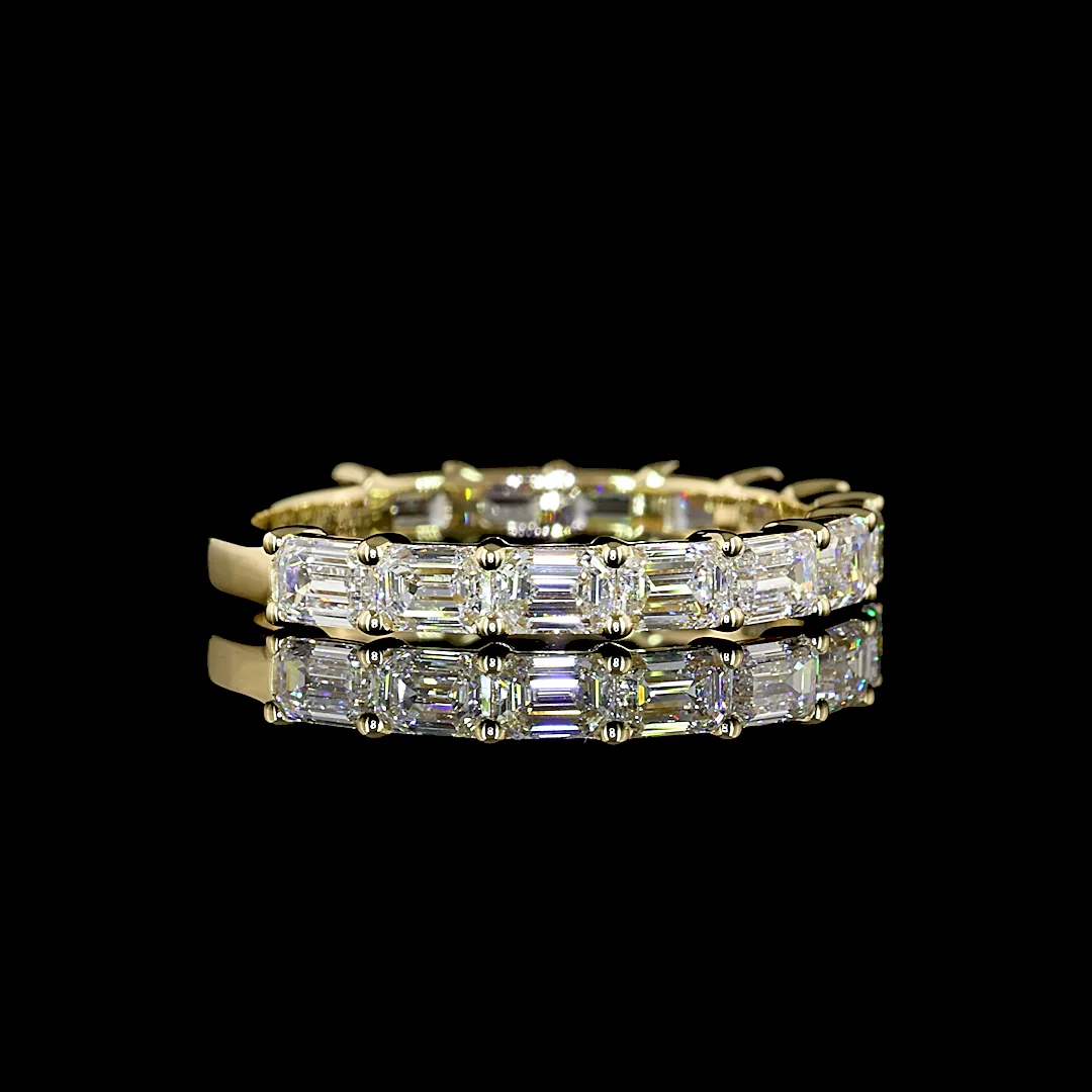 1.5 Cts 14k Yellow Gold Emerald Shape 3/4 Band Eternity Band - Image 3