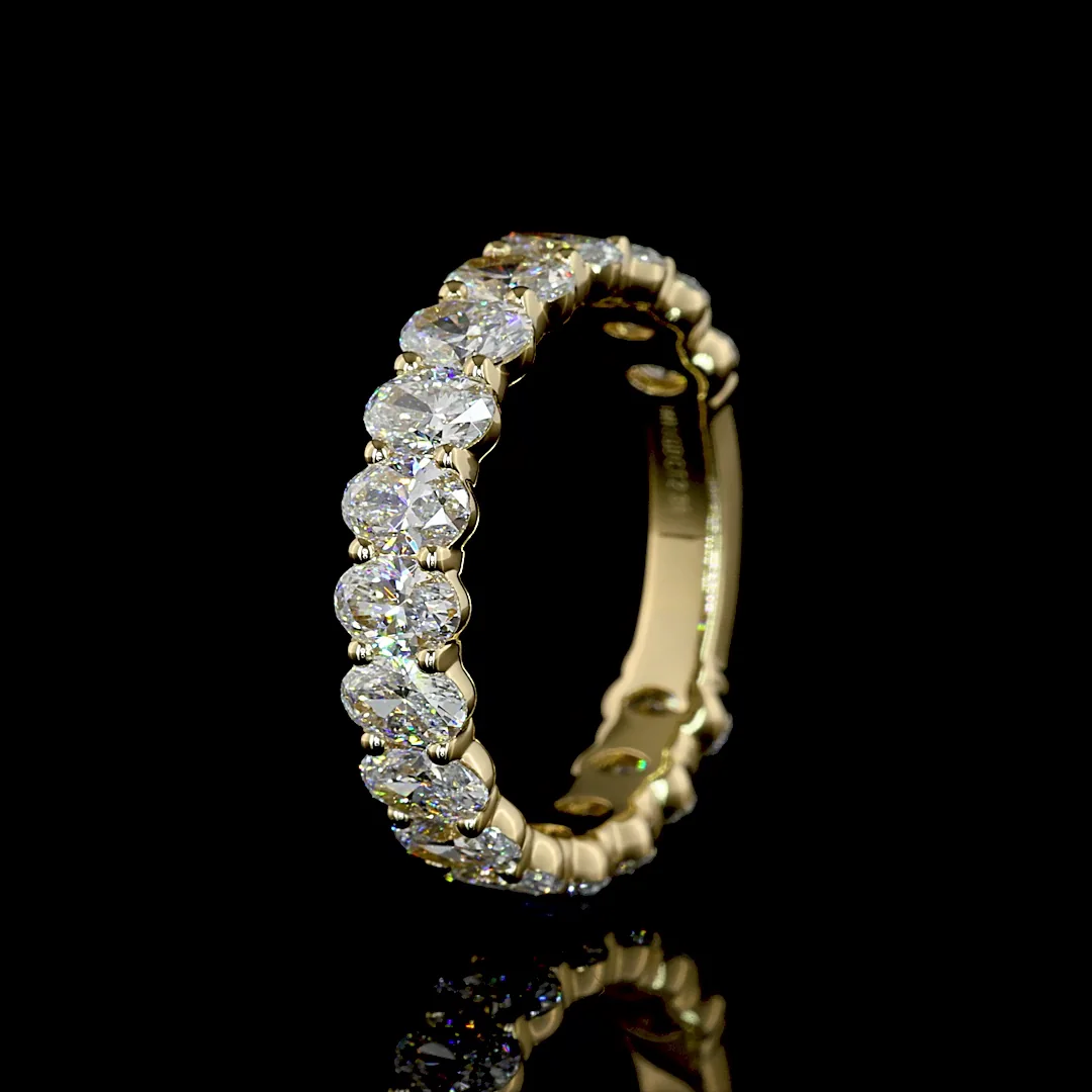2.35 Cts 14k Yellow Gold Oval Shape 3/4 Band Eternity Band - Image 4