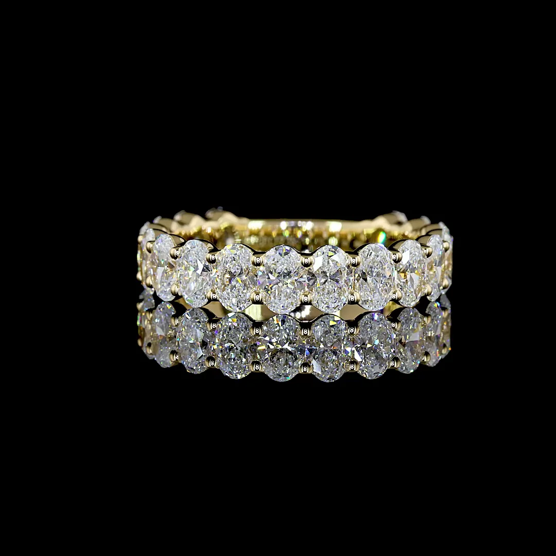 2.35 Cts 14k Yellow Gold Oval Shape 3/4 Band Eternity Band - Video