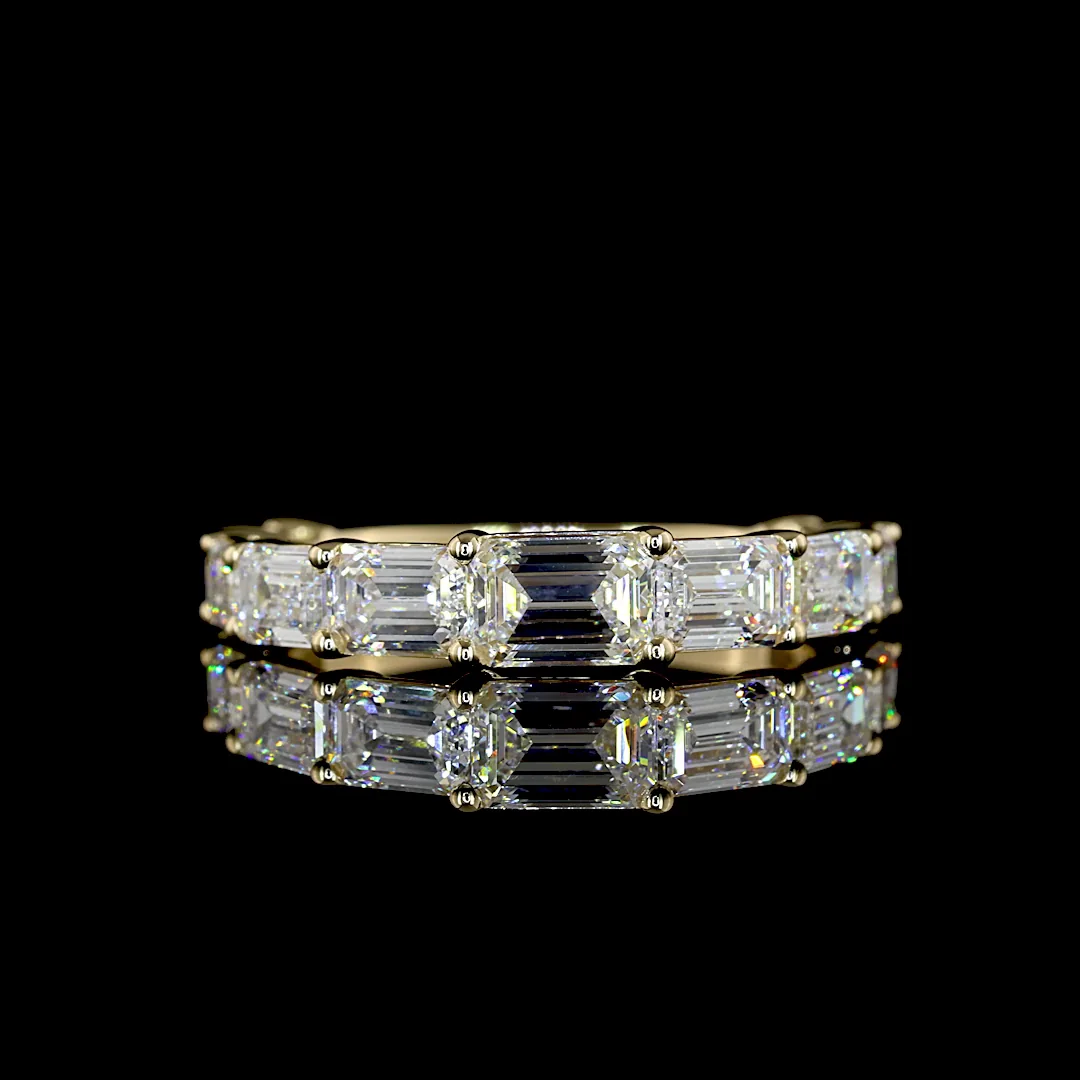 2.02 Cts 14k Yellow Gold Emerald Shape 3/4 Band Eternity Band - Video