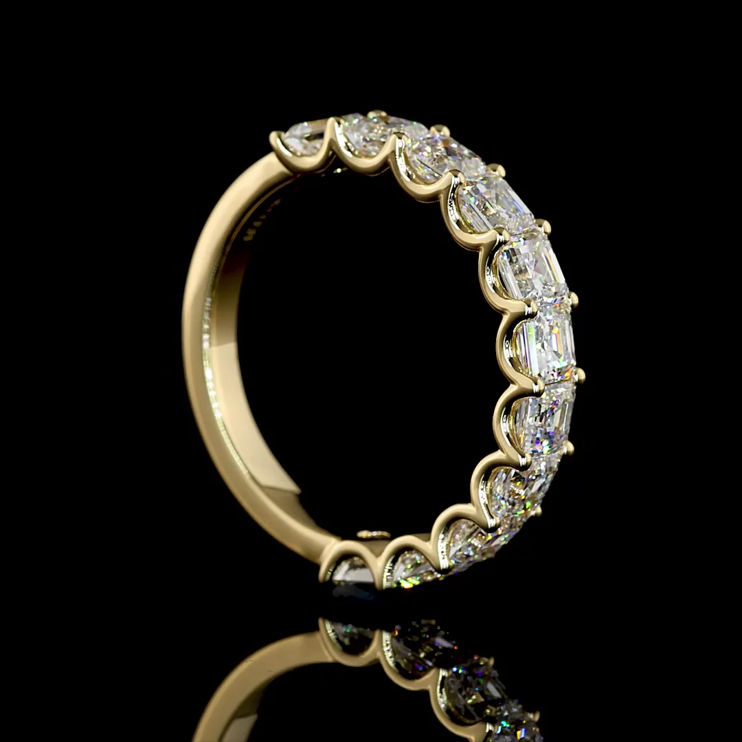 2.2 Cts 14k Yellow Gold Asscher Shape Half Eternity Eternity Band - Image 4