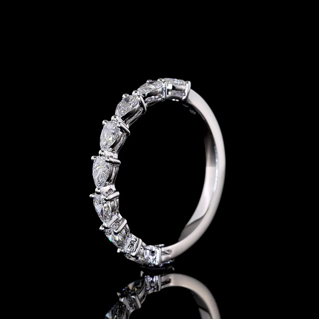 0.83 Cts 14k White Gold Pear Shape Half Eternity Eternity Band - Image 4
