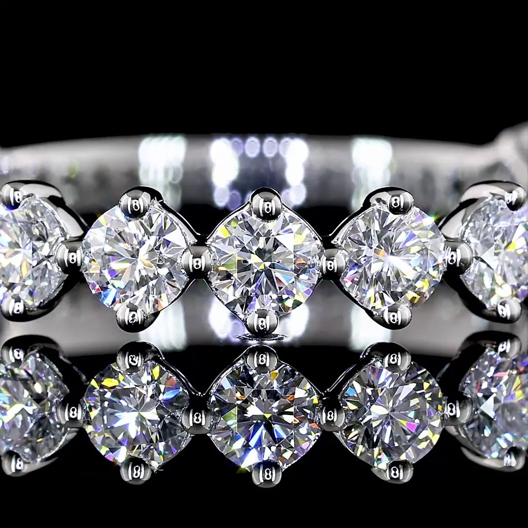 1.2 Cts Platinum Round Shape 3/4 Band Eternity Band - Image 3