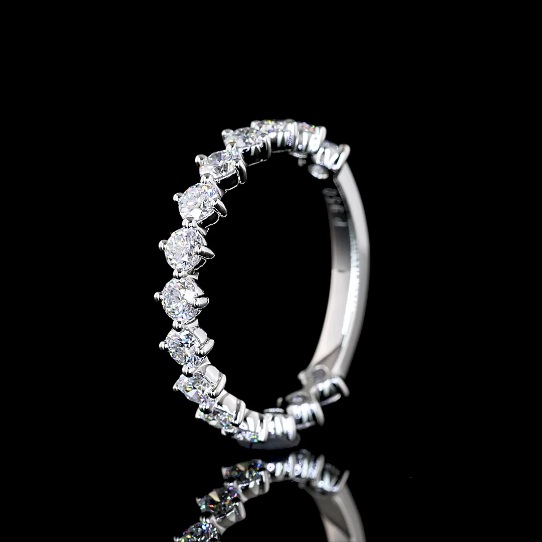 1.2 Cts Platinum Round Shape 3/4 Band Eternity Band - Image 4