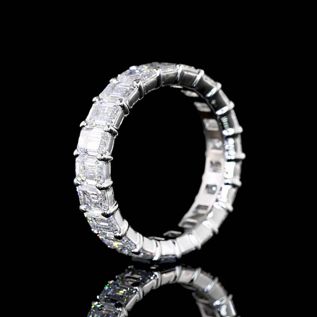 4.73 Cts Platinum Emerald Shape Eternity Band Eternity Band - Image 4