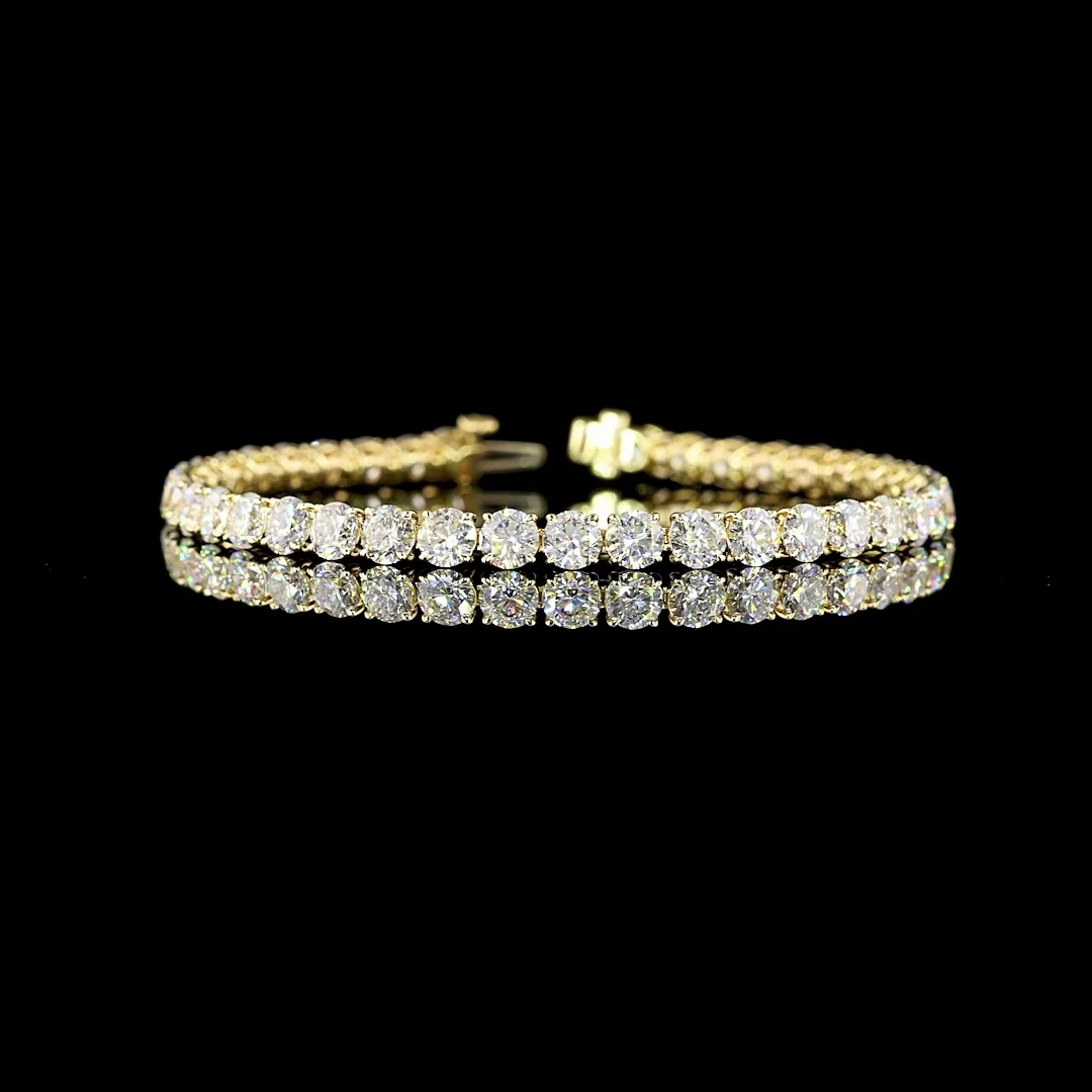 12.77 Cts 14k Yellow Gold Round Shape Tennis Bracelet - Video