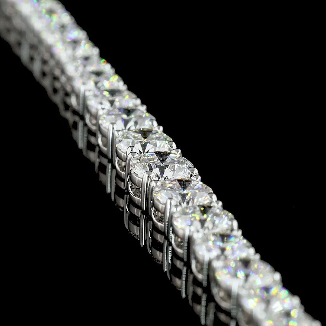 14.26 Cts 14k White Gold Round Shape Riviera Necklace - Image 2