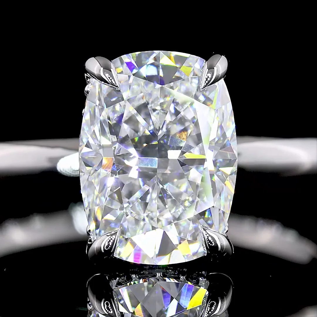 2.16 Cts 14k White Gold Cushion Brilliant Shape Hidden Halo Ring - Image 4