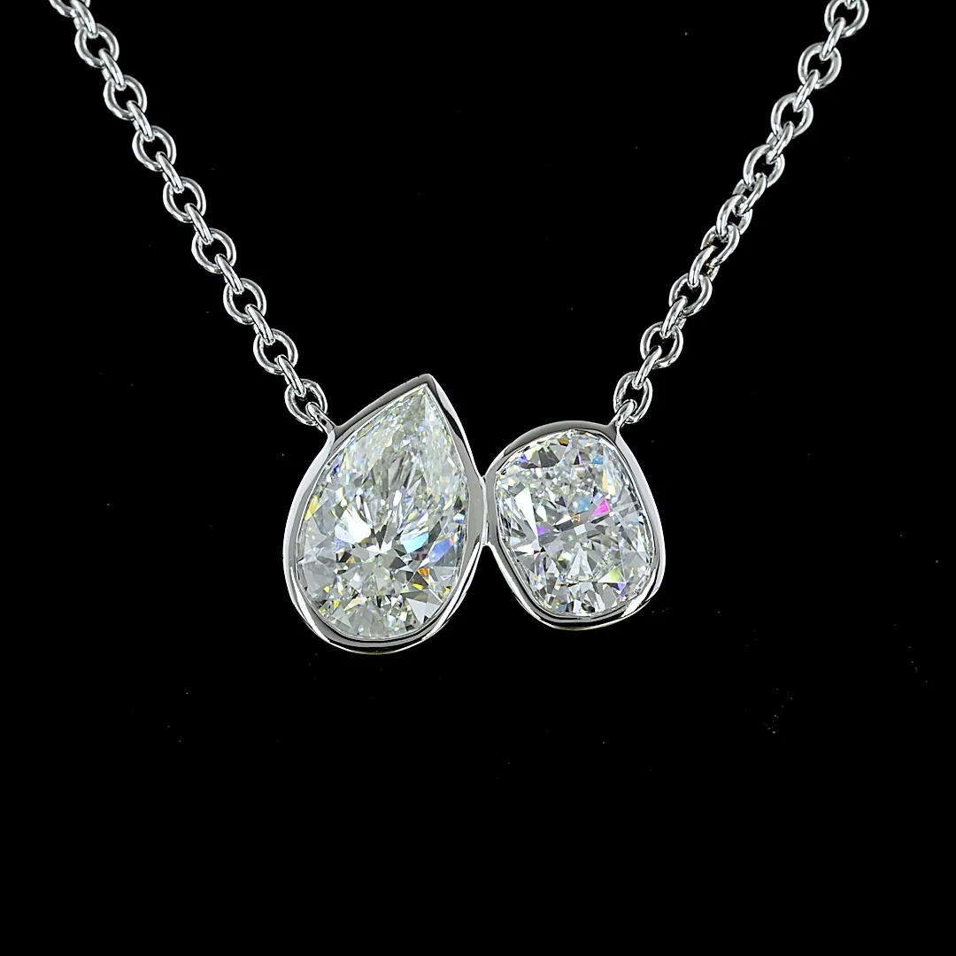 2.5 Cts 14k White Gold Mix Shape Pendant Pendant - Image 3