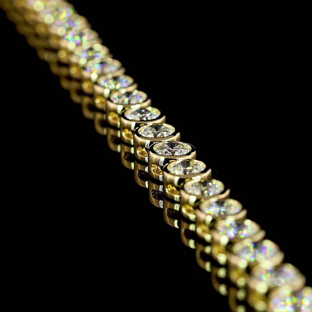 9.58 Cts 14k Yellow Gold Round Shape Tennis Necklace - Image 2