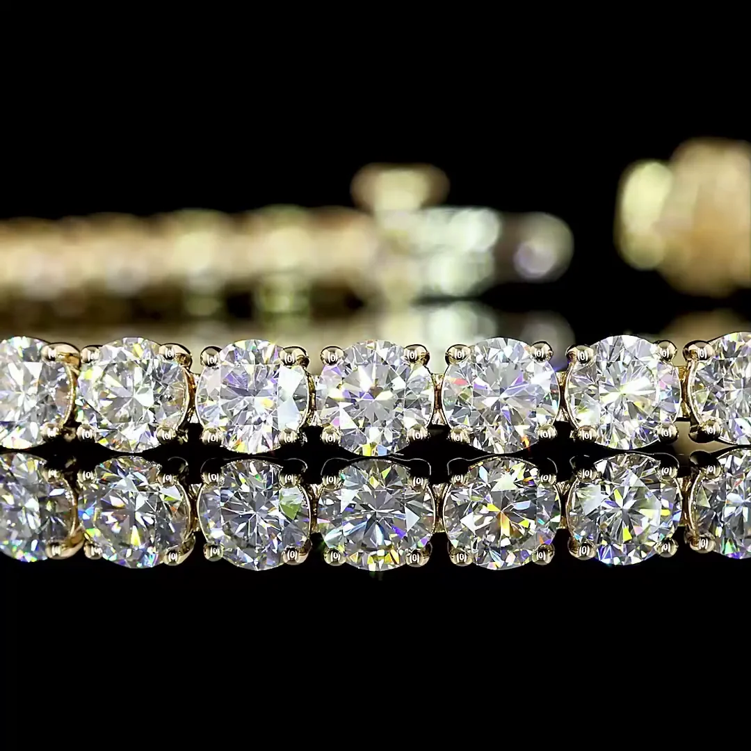 8.82 Cts 14k Yellow Gold Round Shape Tennis Bracelet - Image 2