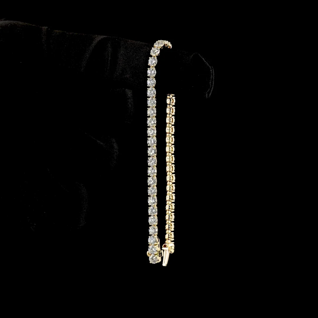 8.82 Cts 14k Yellow Gold Round Shape Tennis Bracelet - Image 3