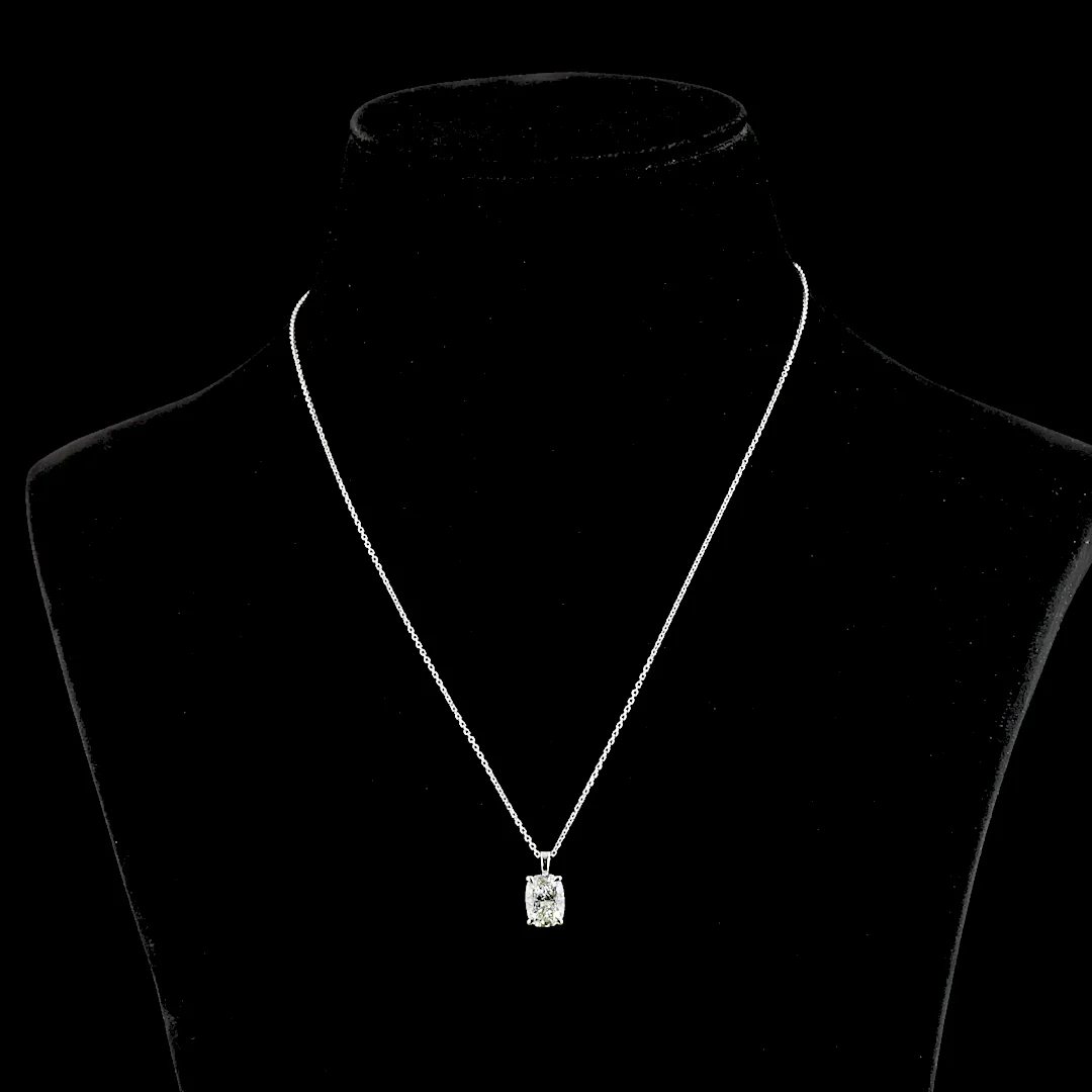 2.79 Cts 14k White Gold Cushion Brilliant Shape Solitaire Pendant - Video