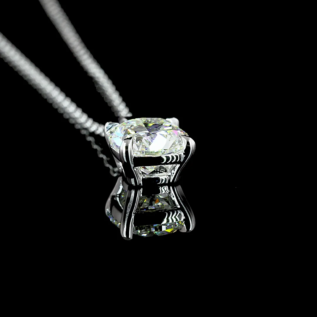 1.51 Cts 14k White Gold Square Cushion Brilliant Shape Solitaire Pendant - Image 2