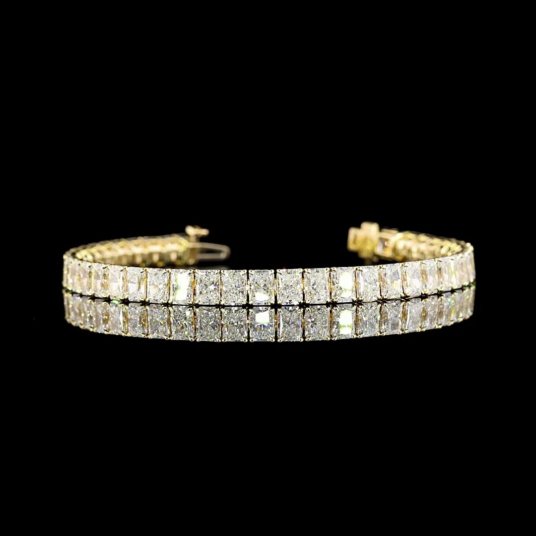 15.13 Cts 14k Yellow Gold Radiant Shape Tennis Bracelet - Video