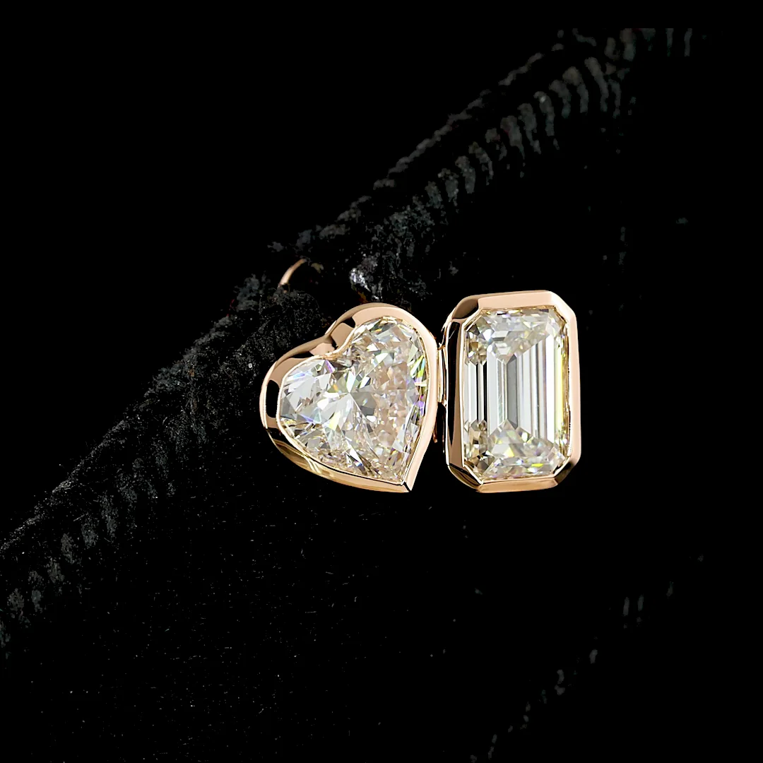 1.84 Cts 14k Rose Gold Mix Shape Studs Earring - Image 2