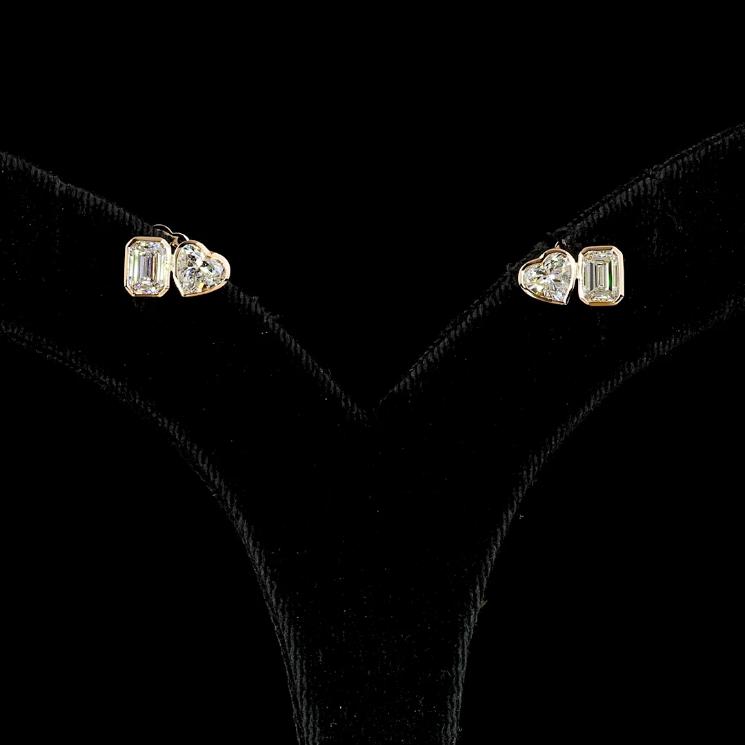 1.84 Cts 14k Rose Gold Mix Shape Studs Earring - Image 3