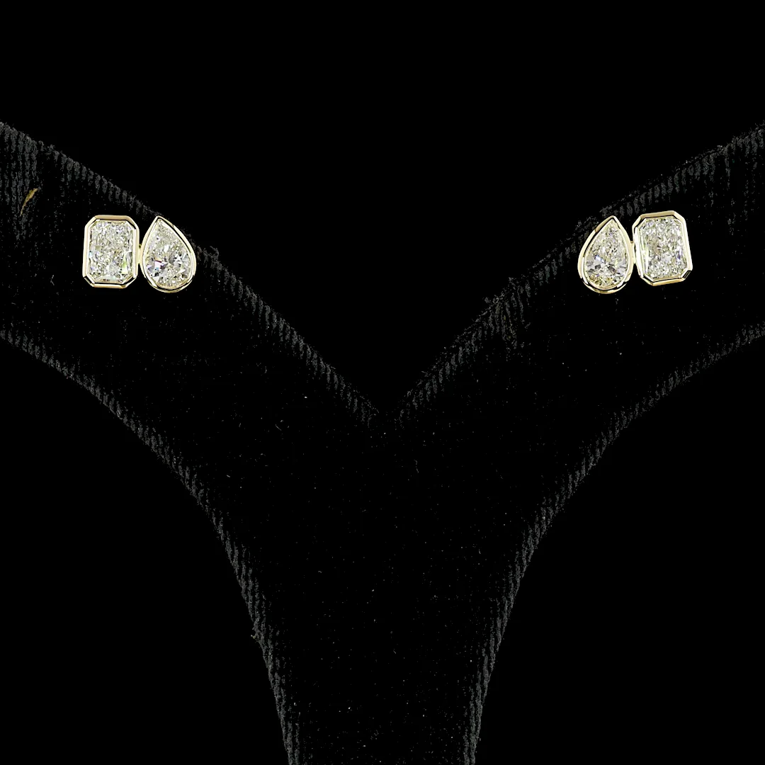 1.67 Cts 14k Yellow Gold Mix Shape Studs Earring - Image 3