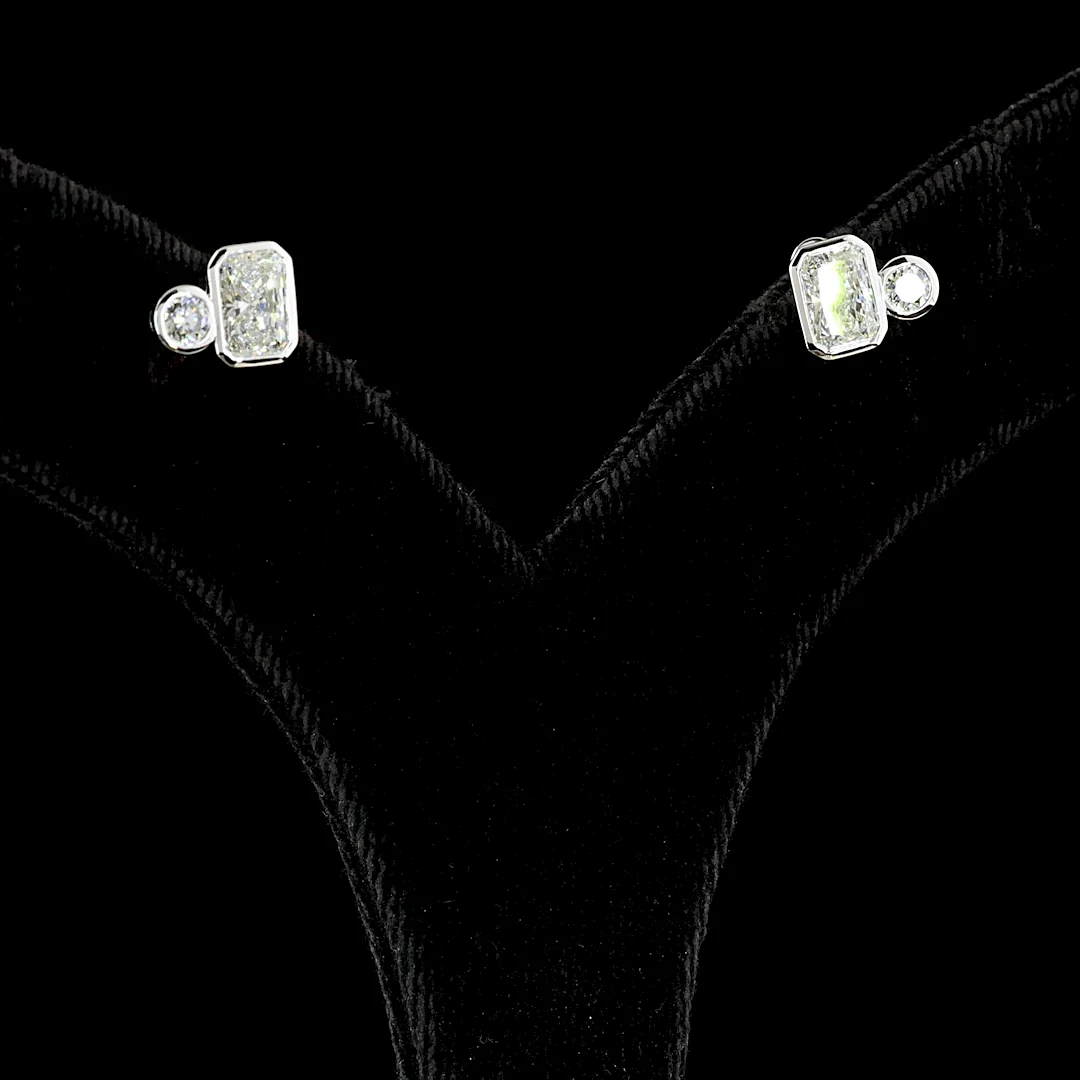 1.45 Cts 14k White Gold Round Shape Studs Earring - Video