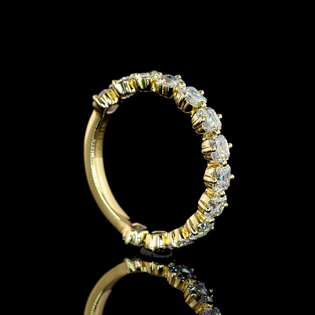 1.97 Cts 14k Yellow Gold Asscher Shape 3/4 Band Eternity Band - Image 2