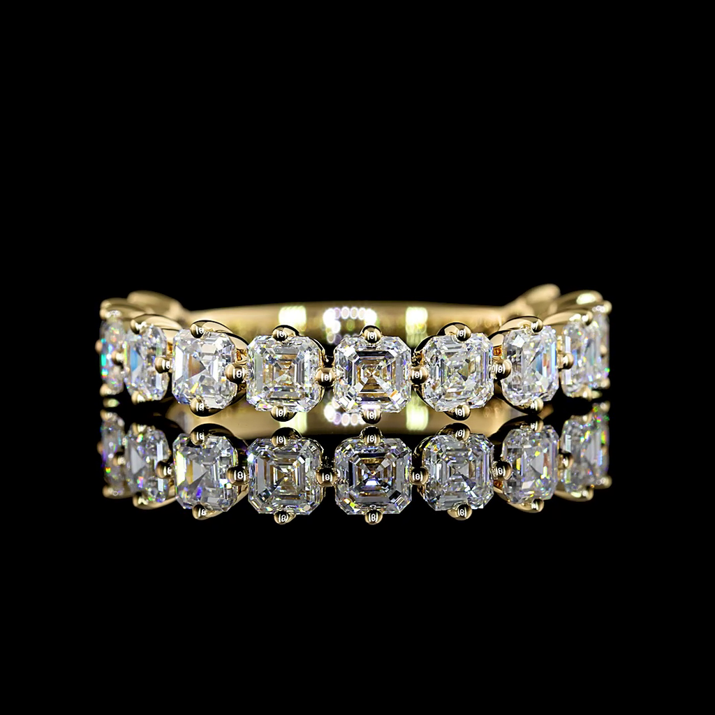 1.97 Cts 14k Yellow Gold Asscher Shape 3/4 Band Eternity Band - Video