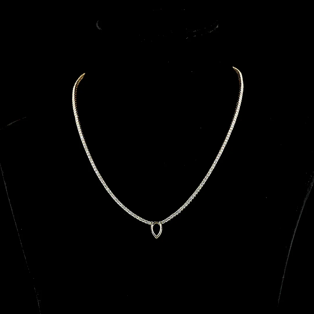 5.87 Cts 14k Yellow Gold Pear Shape Station Line Tennis Necklace - Video