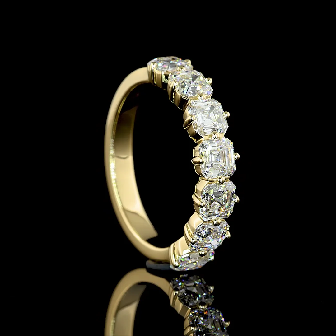 2.19 Cts 14k Yellow Gold Asscher Shape 7 Stones Eternity Band - Image 2