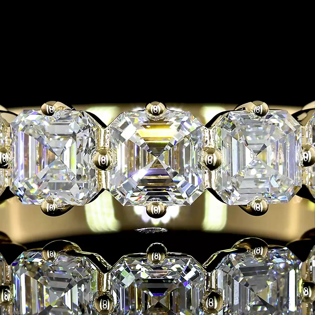 2.19 Cts 14k Yellow Gold Asscher Shape 7 Stones Eternity Band - Image 3