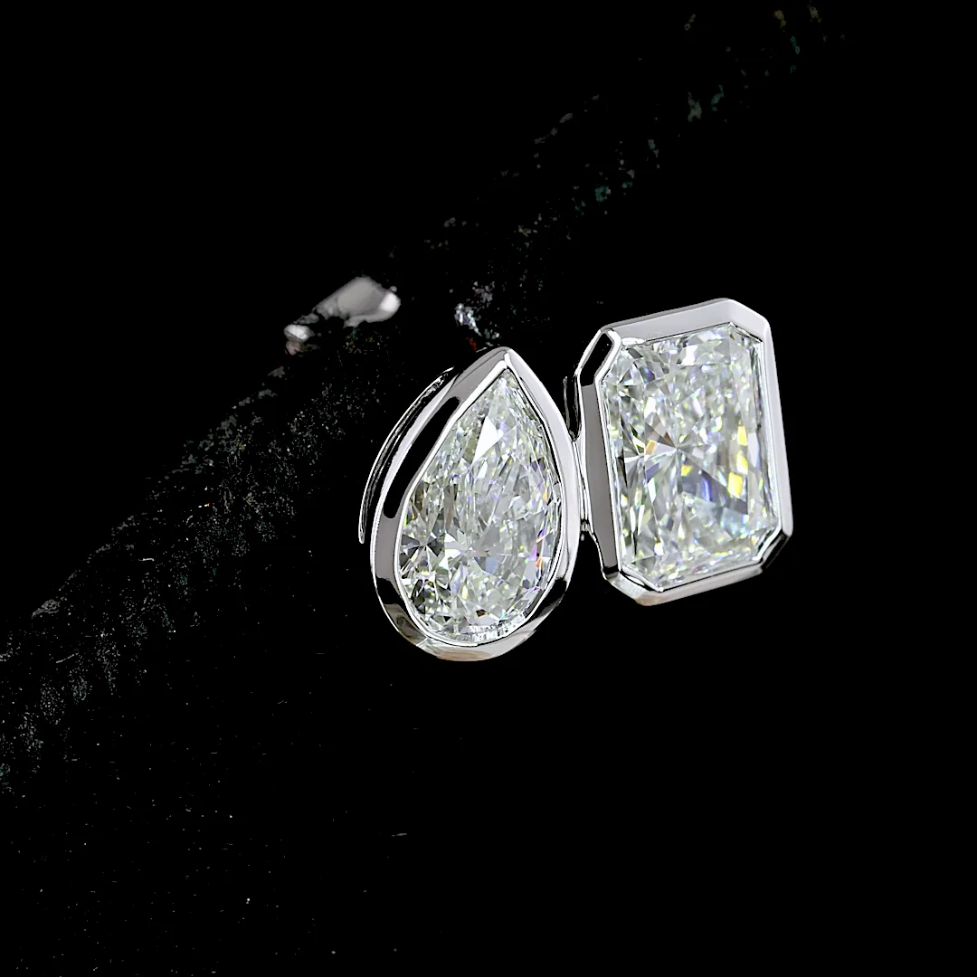 1.7 Cts 14k White Gold Mix Shape Studs Earring - Image 2