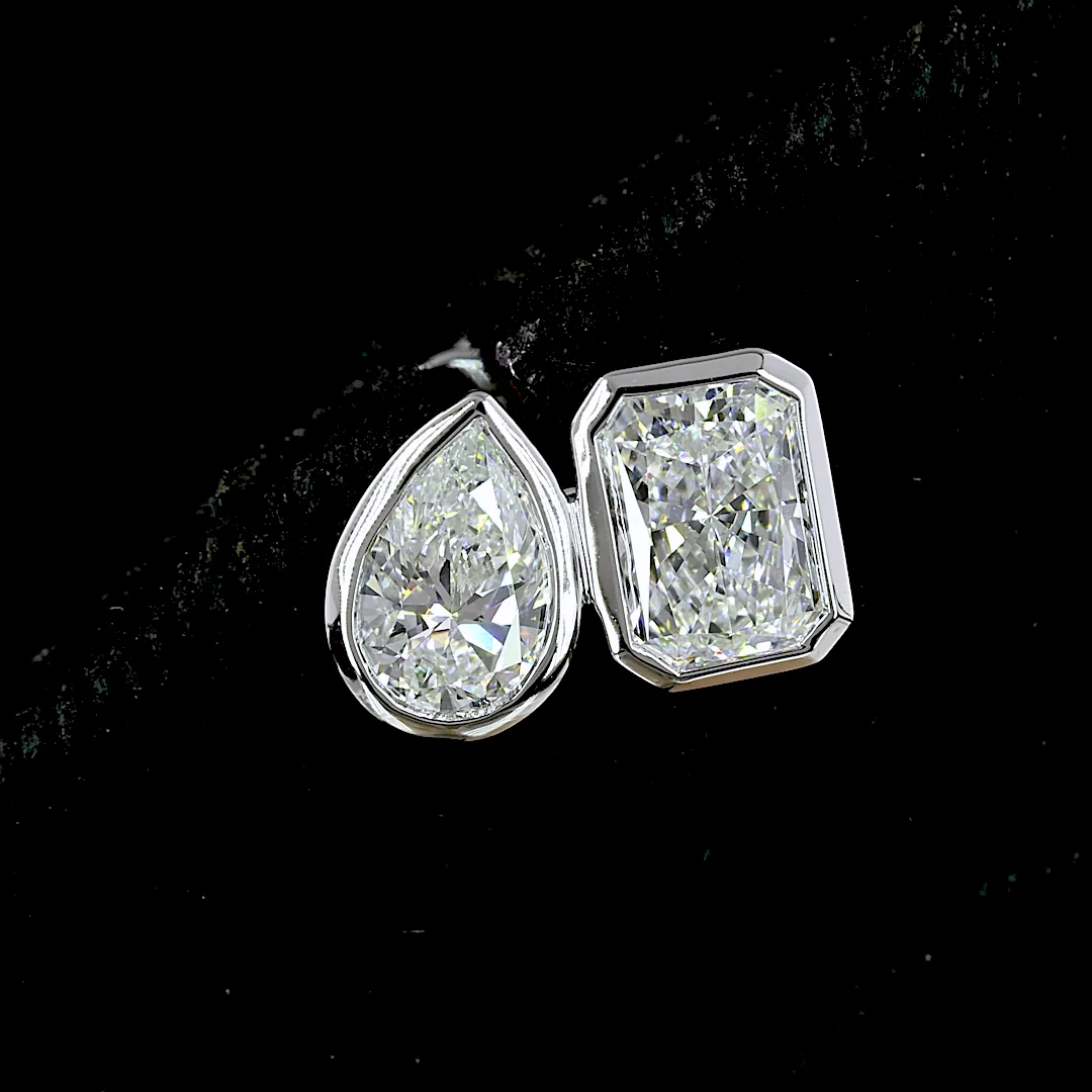 1.7 Cts 14k White Gold Mix Shape Studs Earring - Image 4