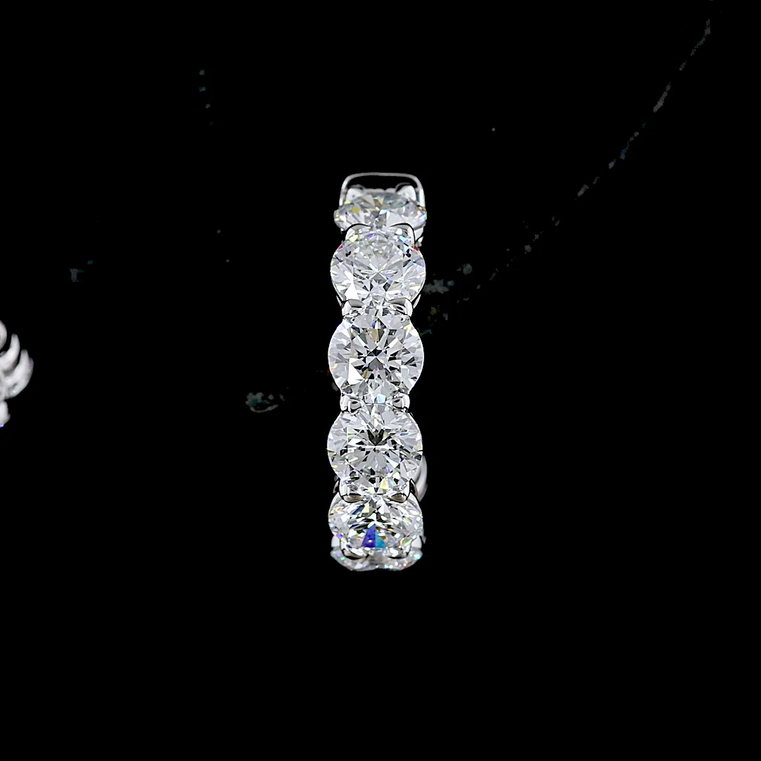 2.89 Cts 14k White Gold Round Shape C Hoops Earring - Image 4