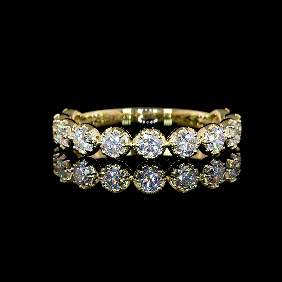 0.88 Cts 14k Yellow Gold Round Shape 3/4 Band Eternity Band - Video