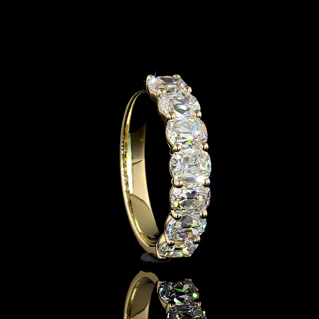 2.16 Cts 14k Yellow Gold Antique Cushion Shape 7 Stones Eternity Band - Image 2