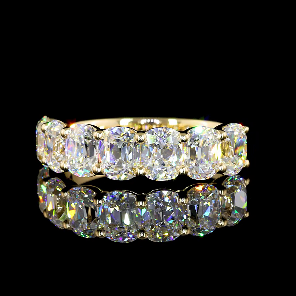 2.16 Cts 14k Yellow Gold Antique Cushion Shape 7 Stones Eternity Band - Video